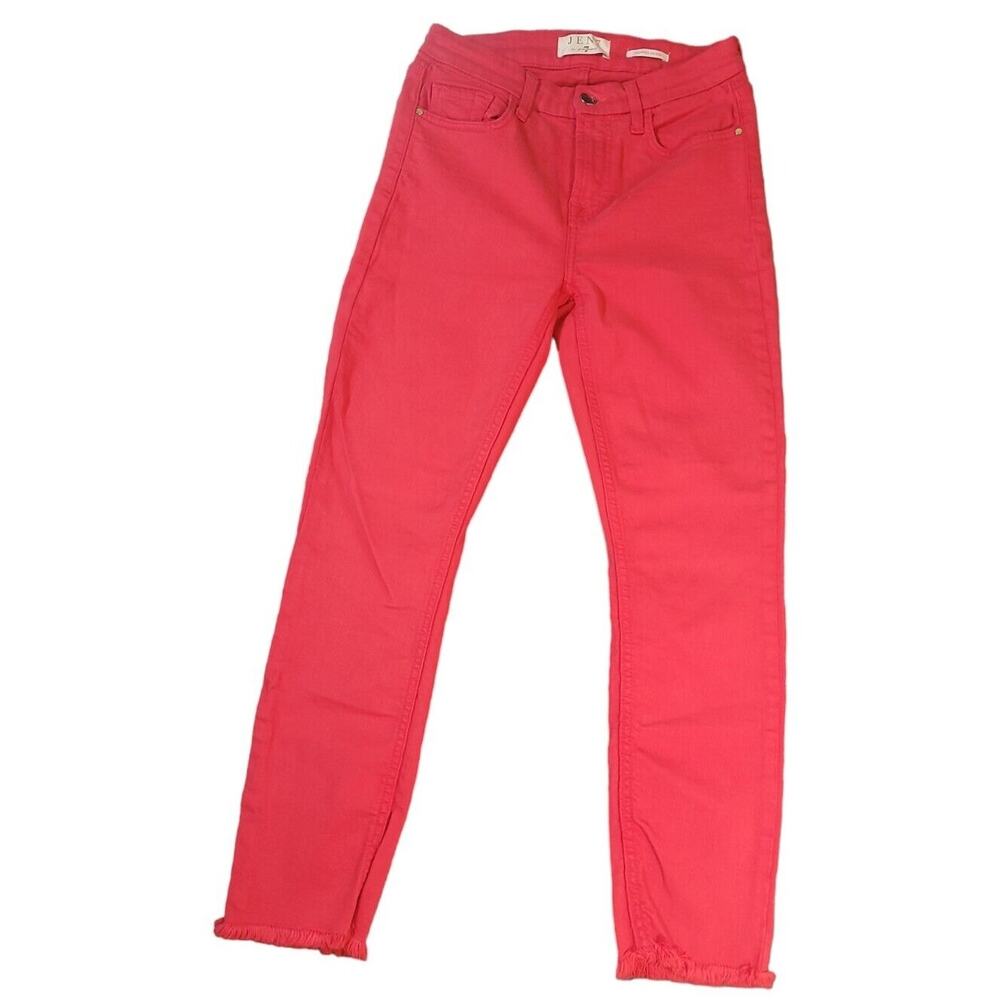 Jen7 Red Crop Skinny Jeans 2 Indie Sleaze Y2K EUC